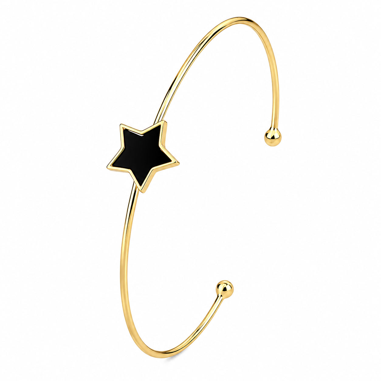Schiava in argento placcata oro. Centrale stella onice  - aMarty
