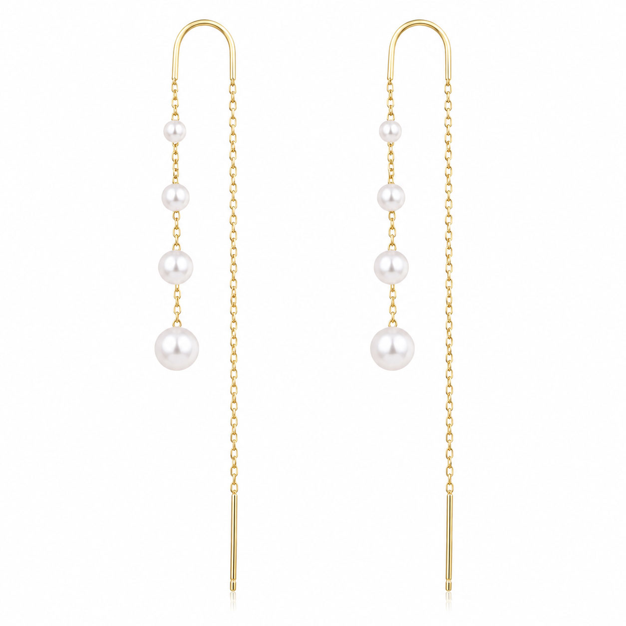 Orecchini in argento placcato oro . Filo con perle shell - aMarty