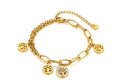 Reiko Bracciale in acciaio dorato con cubic zirconia