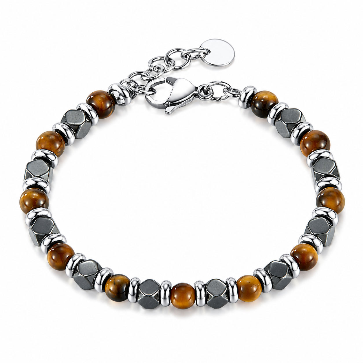 Reiko Bracciale in acciaio Yellow Tiger Eye &#38;#38; Hematite