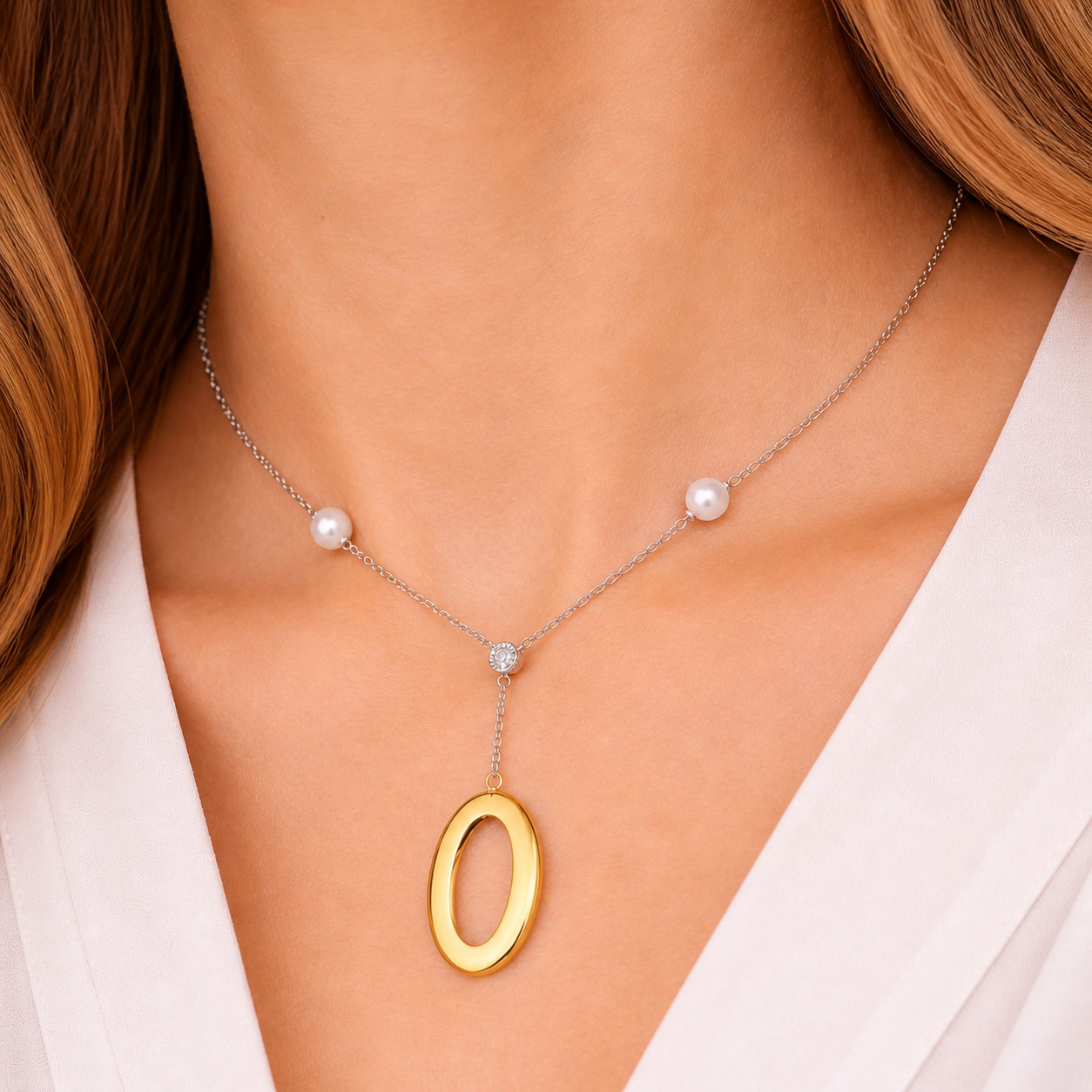 Collana Perle e Cerchio Bicolore - Apple & Cherry