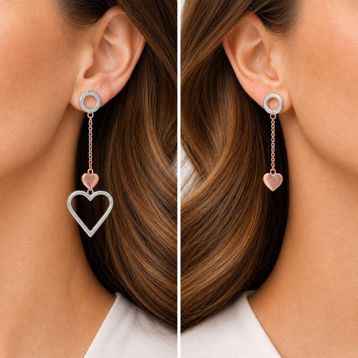 Orecchini Pendenti Cuore Vuoto Rosato - Apple & Cherry