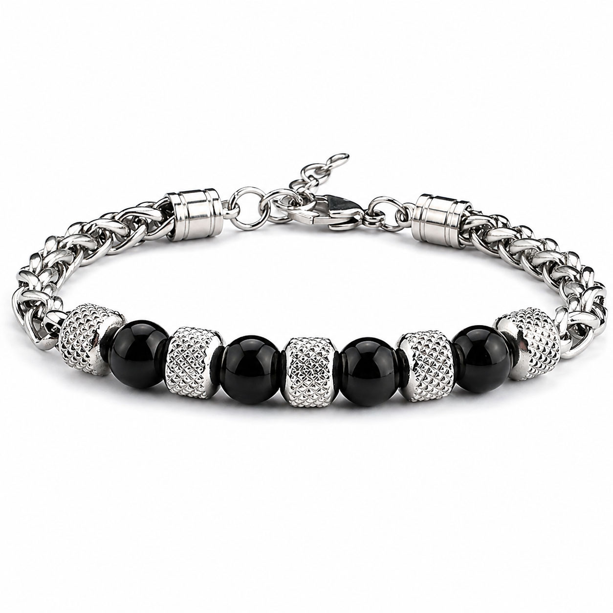 Reiko Bracciale in acciaio Black Agate