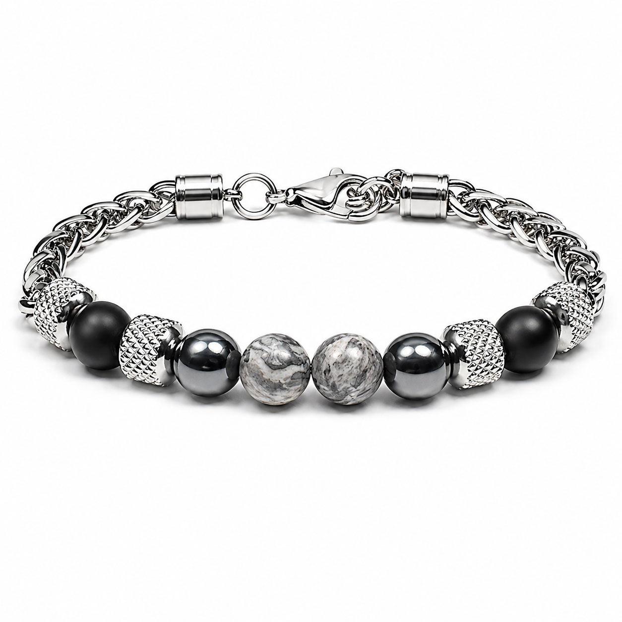 Reiko Bracciale in acciaio IronStone + Map Stone