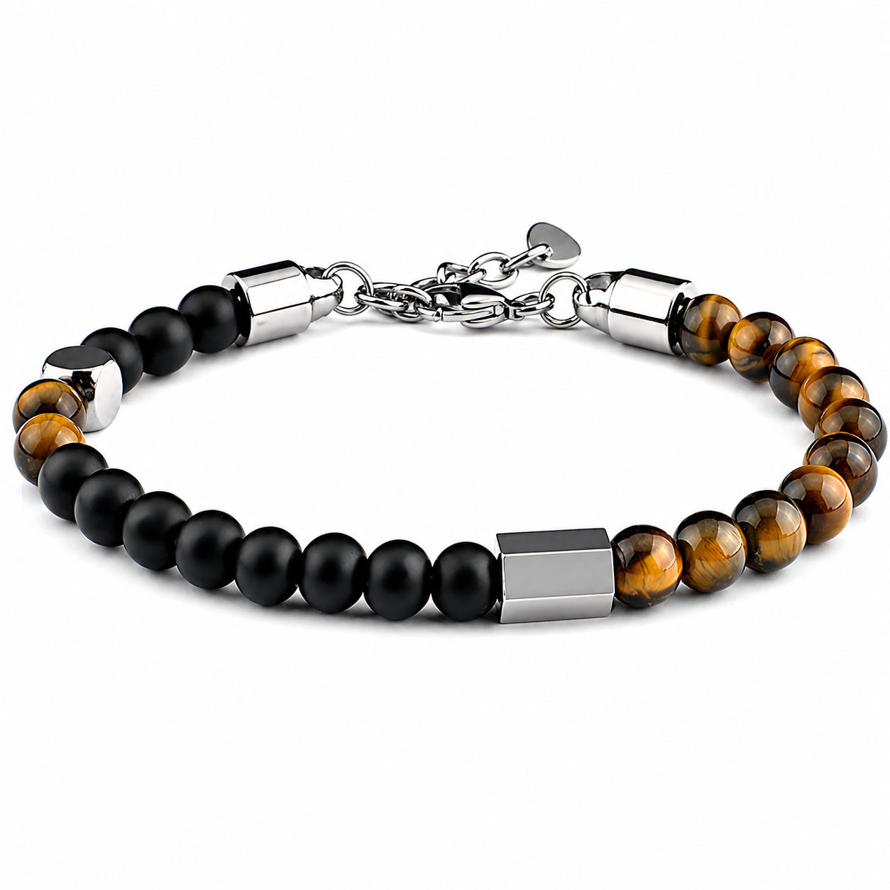 Reiko Bracciale in acciaio Black Matte Stone + Yellow Tiger Eye