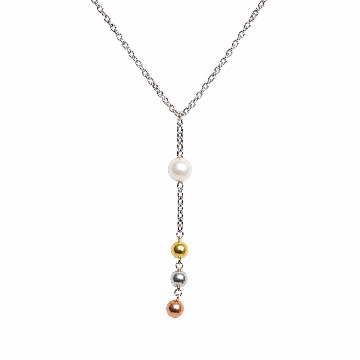 Collana Acciaio Perla e Pendenti - Apple & Cherry